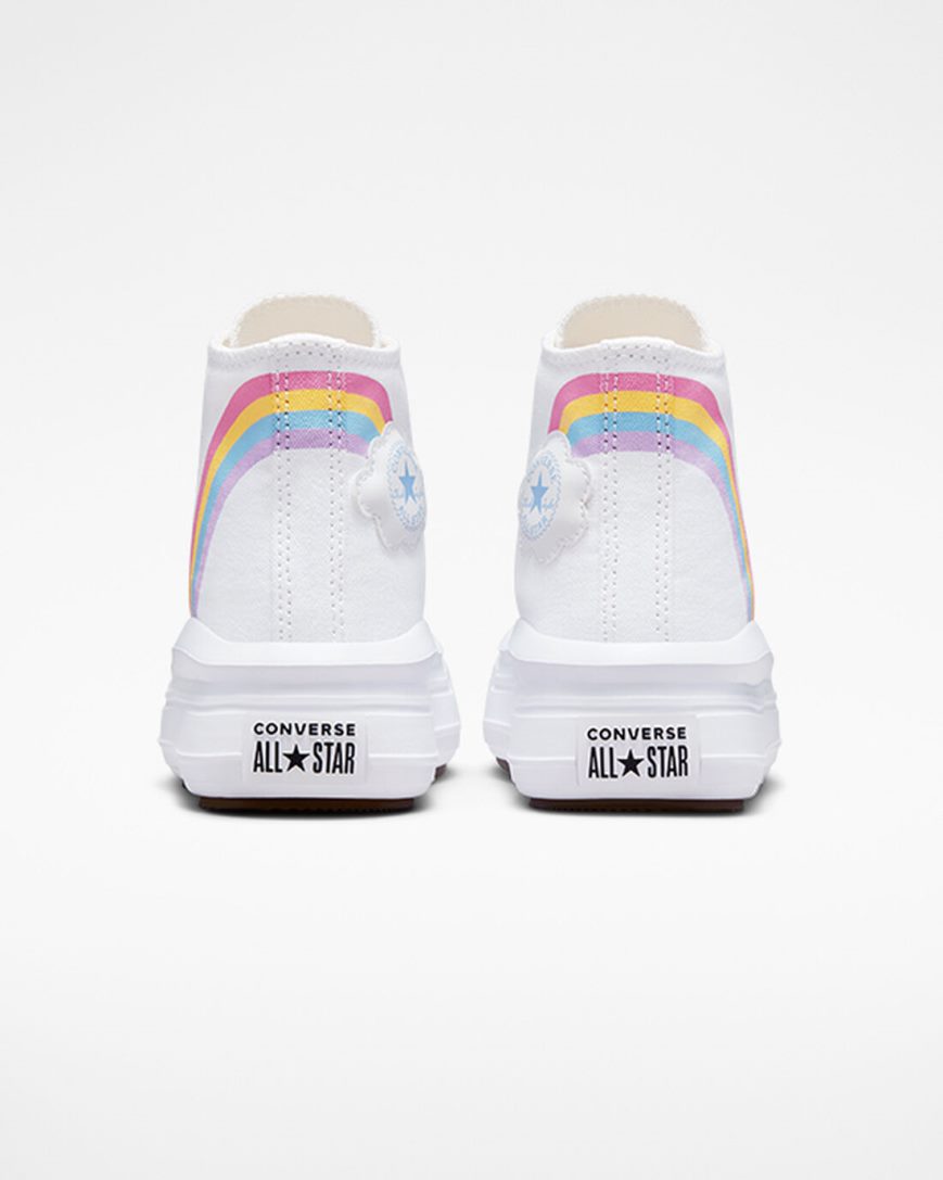 Dívčí Boty Na Platformy Converse Chuck Taylor All Star Move Rainbow Cloud Vysoké Bílé Blankyt Růžové | CZ TSIW20